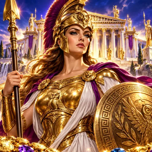 Almighty Athena Empire cover art with Greek deities and card symbols
