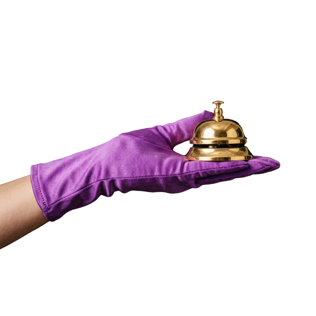 Hand ringing a gold service bell, standing in for Here2Win Casino's email support channel